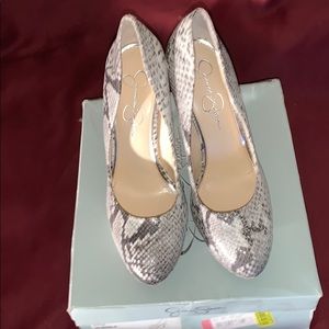 Snakeskin platform heels